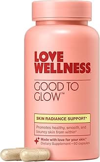Love Wellness Good to Glow | Collagen Supplement with Biotin, Vitamin C, E, Ashwagandha & Zinc | Promotes Smooth, Glowing & Clear Skin | Enhances Smoothness & Promotes Healthy Skin | 60 Count