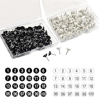 200pcs Number Push Pins for Map Cork Board Photo Push Pins for Bulletin Board Thumb Tacks for Office School Wall (Black+White)
