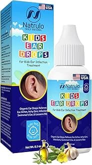Natrulo Natural Ear Drops for Kids Ear Infection Treatment – Organic Children Ear Oil Drops Relieves Ear Aches, Itchy Ears, Infections, Swimmer's Ear, & Loosens Wax – Kids Safe, Made in USA