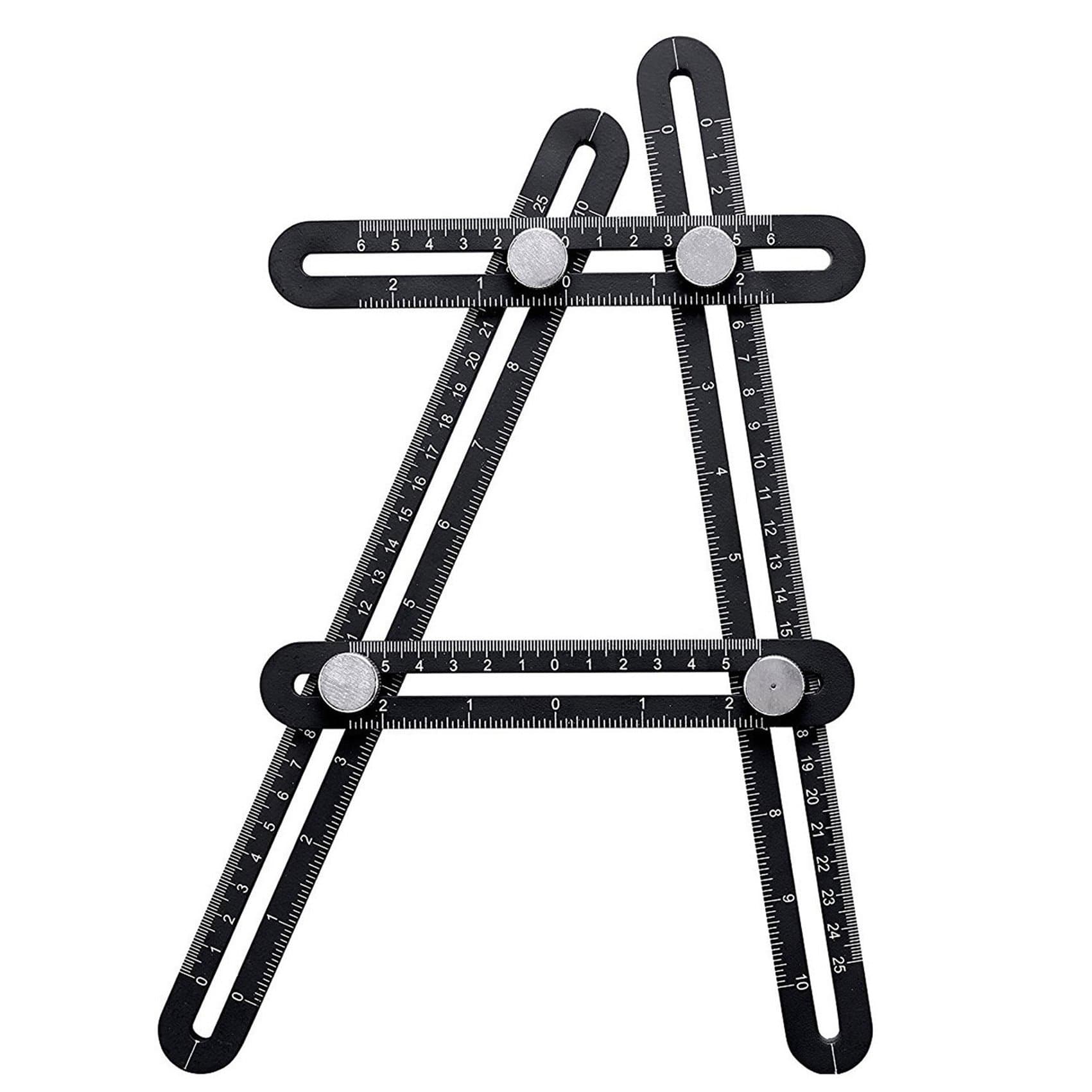 Multi Angle Measuring Ruler with 4 Sided Adjustable Ruler Aluminum Alloy Angle Expert Tool Measure All Angles and Forms Perfect for Craftsmen Engineers Wooden Worker and DIY-ers.