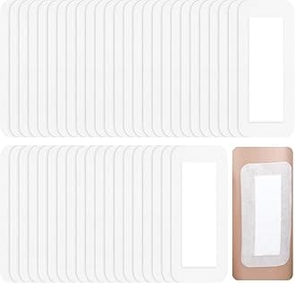 60 Pcs Bordered Gauze Adhesive Island Dressing Wound Dressing Waterproof Gauze with Pad Breathable Bandage Individually Packed Pouches Tapes for Blister Wound Care (4 x 10 Inch)