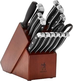HENCKELS Premium Quality 15-Piece Knife Set with Block, Razor-Sharp, German Engineered Knife Informed by over 100 Years of Masterful Knife Making, Lightweight and Strong, Dark Brown