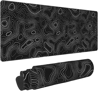 UYEUGV Topographic Mouse Pad Gaming Large XL Long Extend Black and White Mousepad Big Full Keyboard Desk Mat for Computer Laptop Office Non-Slip Rubber Stitched Edges 31.5×11.8 Inch, One Size