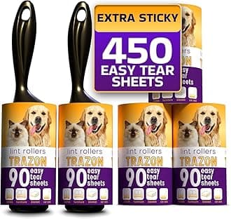 Lint Rollers Value Pack of 450 Sheets / 5 Refills, Sticky Roller, Lint Remover for Dog, Cat, Pet Hair, Lint Rollers for Clothes, Carpet, Couch, Furniture, Car Seats