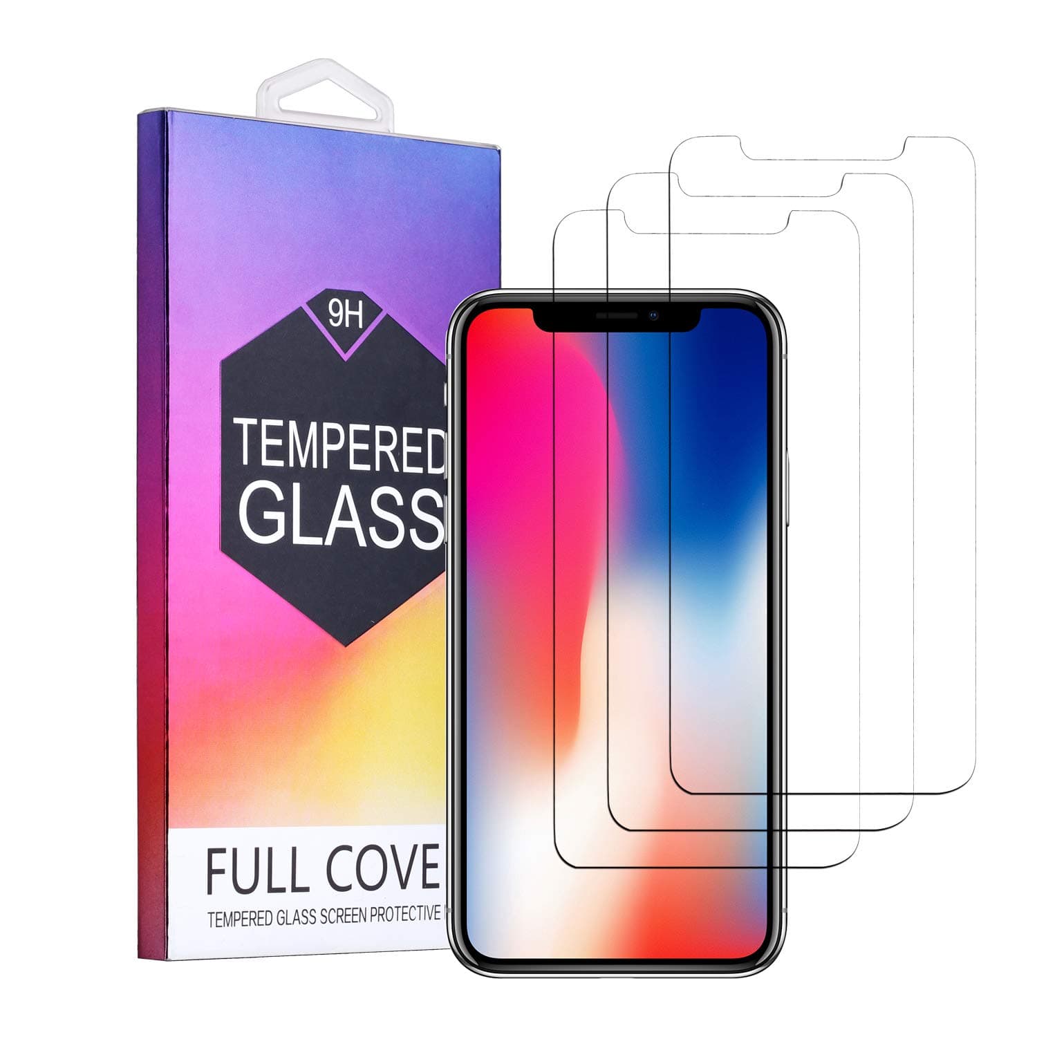 High Definition Screen Protector for iPhone Xs and iPhone X, (3 Pack) Tempered Glass Screen Protector for Apple iPhone X/Xs, Anti-Scratch, Advanced HD Clarity Fit with Most Cases,3-Pack Clear