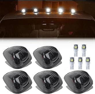 5X Black Smoke Lens Cab Roof Marker Running Lamps Compatible with White LED Lights for Ford F150 F250 F350 F450 F550 F650 F750 E150 E250 E350 E450 1999-2016 - Super Duty Pickup Trucks