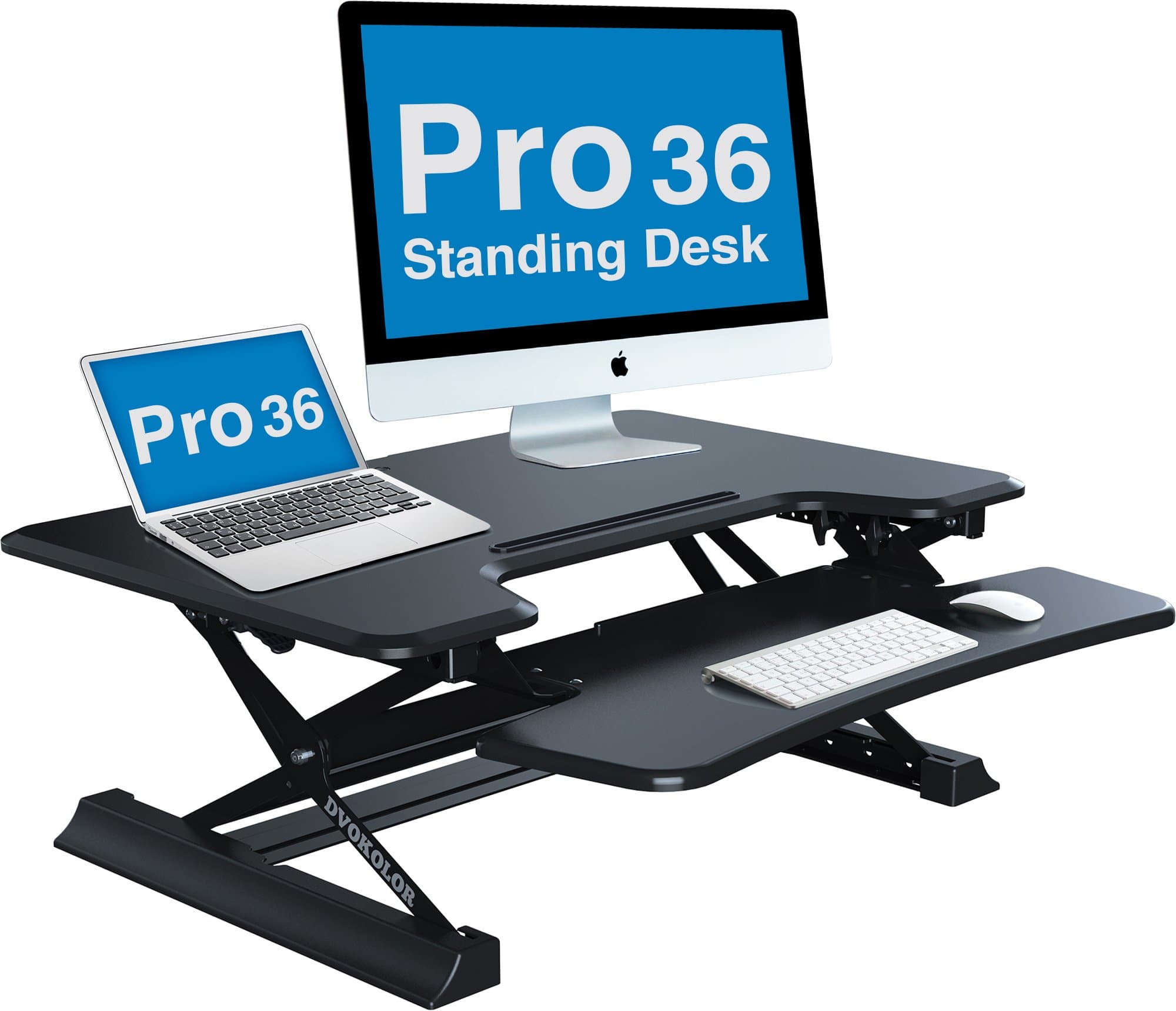 Height Adjustable Standing Desk - Sit Stand up Desk Computer Riser Pro 36 with Removable Keyboard Tray - Black