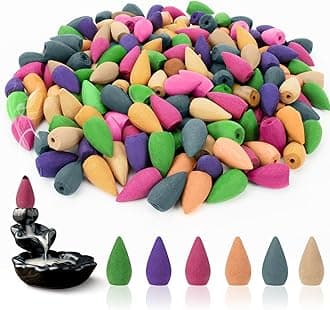 Sukh Backflow Incense Cones for Waterfall - Waterfall Scented Incense Cone 108 PCS Backflow Smoke Burning Cone Incense Bulk 6 Different Incense Waterfall Cones for Backflow Waterfall Incense Burner