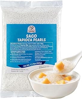 Sago Pearls, Small Tapioca Pearls 1.1 lbs (500g), White Sago for Desserts and Bubble Milk Tea, Summer Beverages, All Natural, Vegan, Non-GMO, Gluten-Free