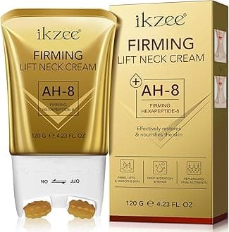 AH-8 Firming Neck Cream, Neck Cream for Tightening and Firming with Massage Rollers - Reduces Wrinkles Fine Lines And Double Chin, Moisturizes & Tightens Skin, Improves Elasticity, Anti-Aging, 4.23 Oz