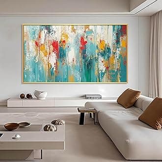 Extra Large Abstract Painting on Canvas, Abstract Wall Decor, Blue Gold Wall Art, Textured Style Artwork, Abstract Print Art, Modern Canvas Art Wall Decor, Wall Decor Office Living Room (Gold Frame, 59"x33"|150x84cm)