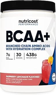 Nutricost BCAA + Hydration Powder (Raspberry Lemonade) 30 Servings - Branched Chain Amino Acids with Hydration Complex - Gluten-Free, Non-GMO