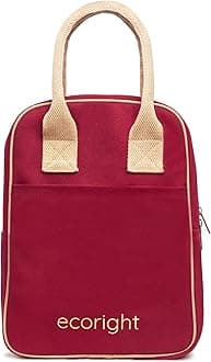 Eco Right Lunch Bags for Office Women & Men, Insulated Lunch Bag for Kids, Tiffin Bag with Bottle Holder (Beige and Maroon)