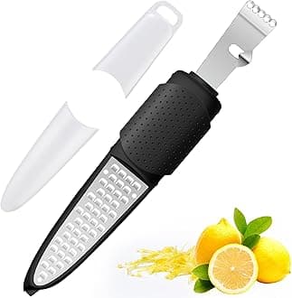 Lemon Zester Tool with Channel Knife, Stainless Steel Citrus Zester Tool, Lemon Peeler, Zesters for Kitchen, Ultra Sharp 2-in-1 Tool Easily Creates Citrus Zest (Black)
