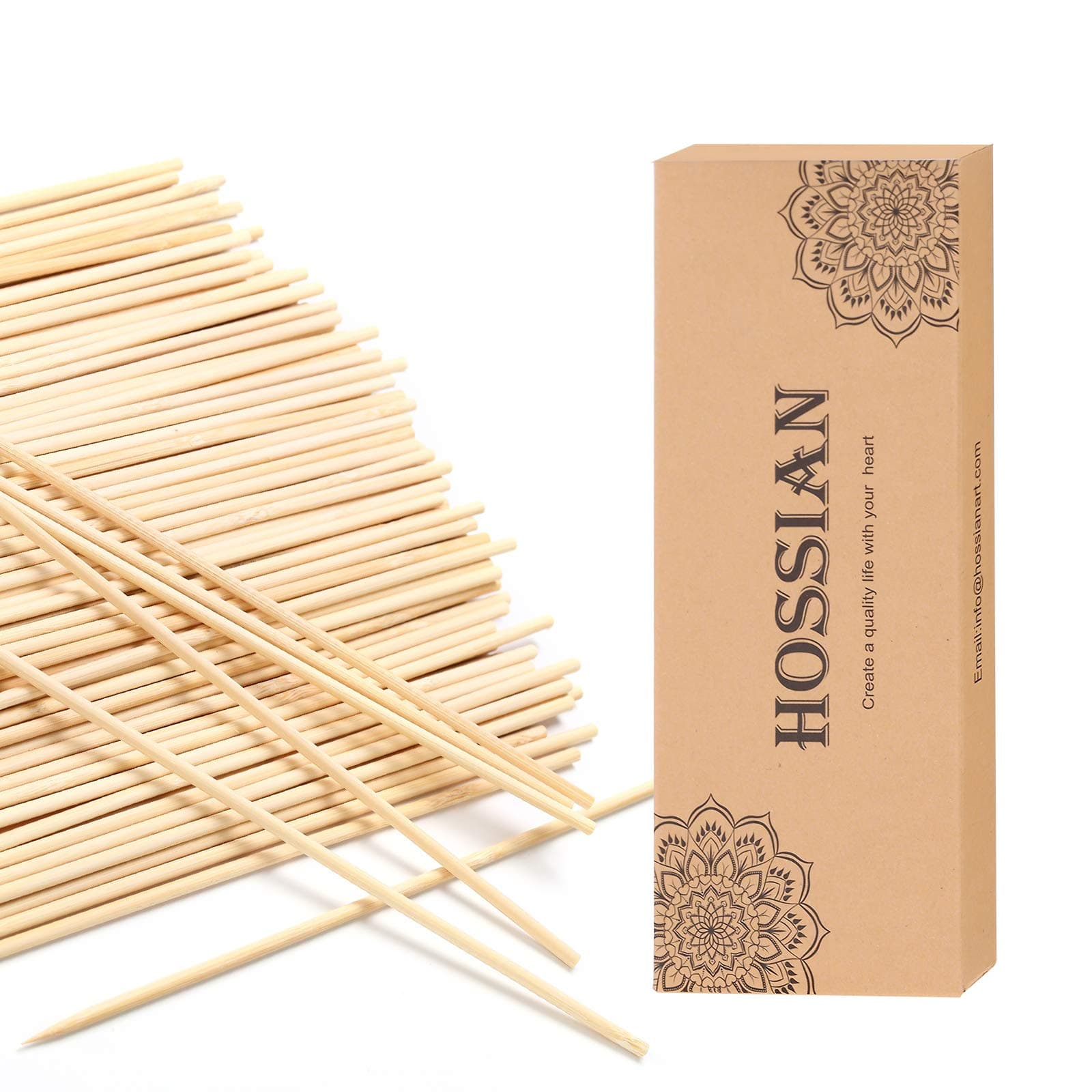 HOSSIAN 100PCS Reed Diffuser Sticks-Natural Rattan Sticks Reed diffusers-Diffuser Replacement Sticks for Aroma Fragrance Reeds for Essential Oil diffusers Refills (7"*3mm Primary Color)