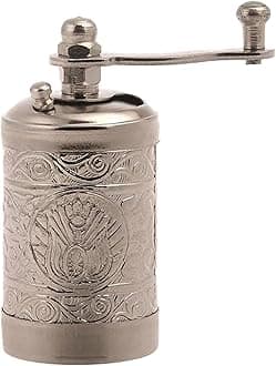 LaModaHome Silver Manual Hand Grinder Mill for Turkish Greek Arabic Coffee Beans & Spice Pepper Salt, Brass