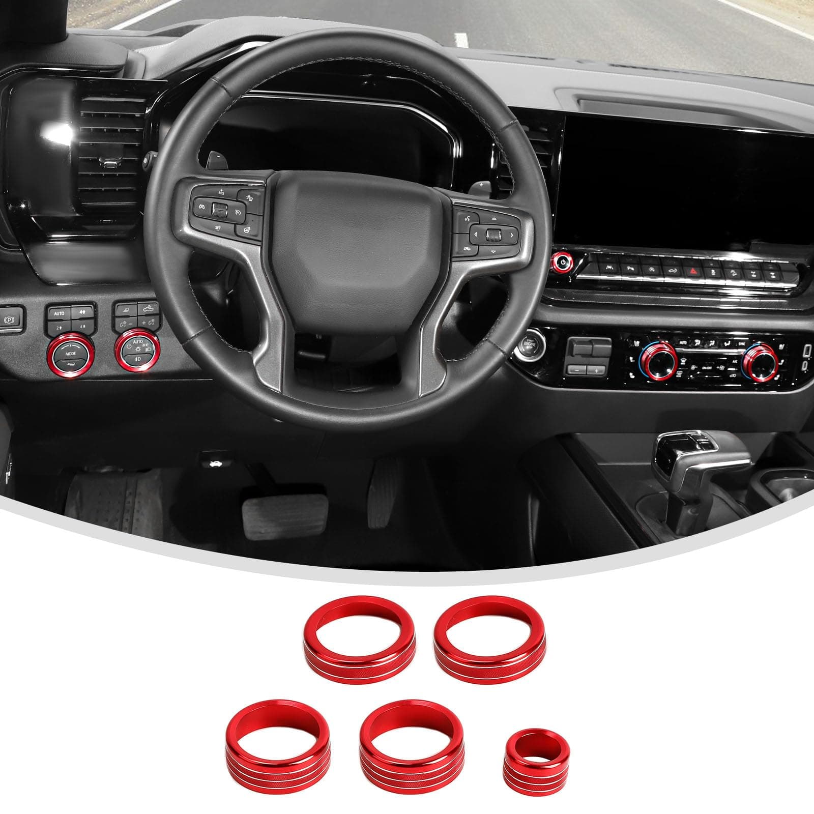 Linskip Dash Control Button Trim Kit Compatible with Chevrolet Silverado 1500 2022 2023 2024 & 2022 GMC Sierra 1500, Switch Button Covers for Chevy Interior Accessories