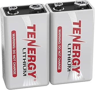 Tenergy 9V Lithium Batteries, 1200mah Non-Rechargeable Batteries, 10 Years Shelf Life Lithium 9 Volt Batteries, 2 Pack