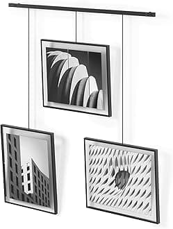 Exhibit Picture Frame Gallery Set, Adjustable Wall Collage Displays Three 8"x10" Photos, Set of 3, Black