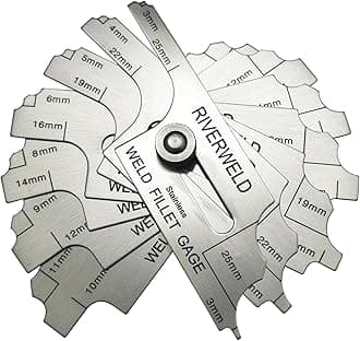 RIVERWELD 7 piece Fillet Weld Set Gage MG-11 Rl Gauge Depth Gauges Welding Inspection Test Ulnar Marks Metric Checking Fillet Leg and Throat Size