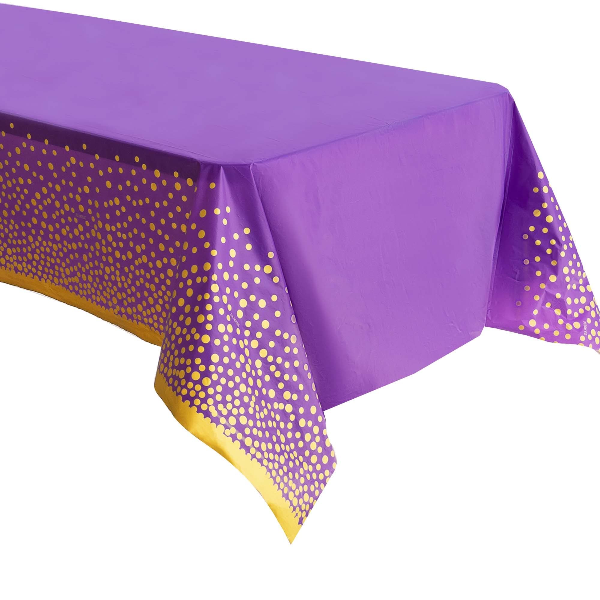 Purple & Gold Plastic Tablecloth