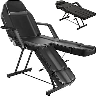 Tattoo Chair for Artist, Facial Bed for Esthetician, Adjustable Arms Eyelashes Chair Massage Table with Split Legs Design, Professional Beauty Lash Spa Salon Barber Equipment