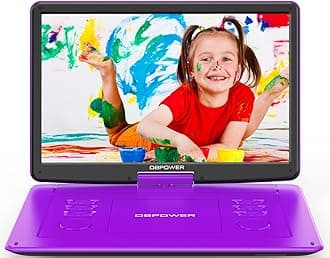 DBPOWER17.9" Portable DVD Player with 15.6" Large HD Swivel Screen, 6 Hour Rechargeable Battery, Support DVD/CD/USB/SD Card and Others Multiple Disc Formats, Sync TV, High Volume Speaker, Purple