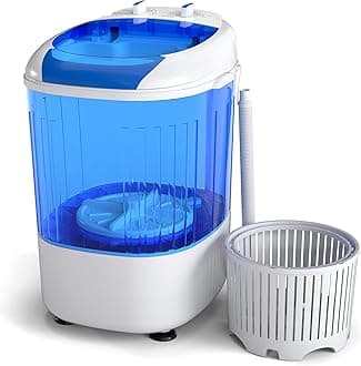 COSTWAY Mini Portable Washing Machine, 5.5 lbs Capacity, Compact Laundry Washer with Spin Tub & Drain Hose, Perfect for Apartment Dorms RV Home (Blue)