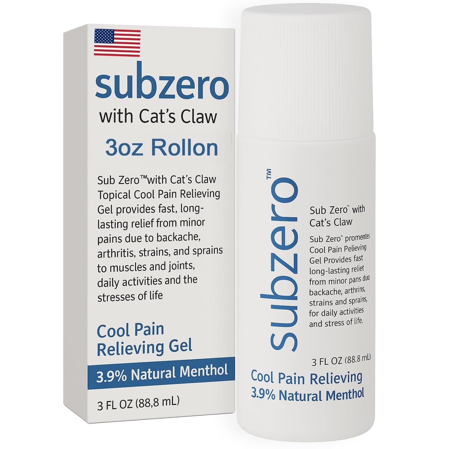 Sub Zero Refreshing Pain Relief Gel, Roll-On 3 Oz - Joint and Nerve Pain Relief Cream, Deep Muscle Pain Relief, Do Relief Products