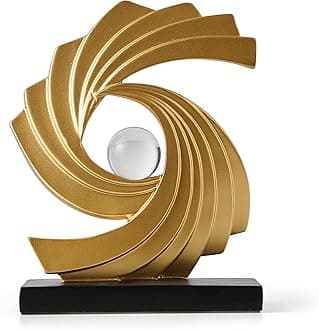 Abstract Art Statue,Modern Gold Minimalist Decoration,Geometric Abstract Sculpture,Decoraciones para Sala Bedroom Office Coffee Tabletop Centerpiece Decoration Resin Collectibles (Gold)