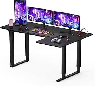 FLEXISPOT Electric Standing Desk L Shape 4 Legs Dual Motors, Height Adjustable Sit Stand Home Office Workstation with Memory Smart Panel, Splice Board, QS2 180 * 110cm Black
