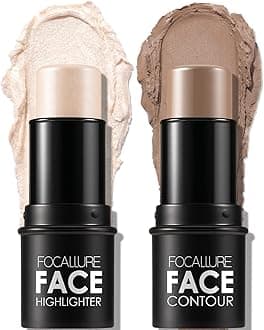 2 Pcs Mineral Cream Contour Stick,Moisturize Highlighter and Bronzer Pen,Non Stick Face Brightens & Shades Pencil,Long Lasting & Smooth Gliding Face Illuminator Makeup,Light