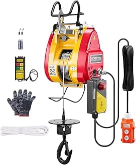 VEVOR 2-in-1 Electric Hoist Winch, 1100 lbs Capacity, 1800W Portable Power Winch, 98 ft Lifting Height, 36 ft/min with Wire and Wireless Remote Control, for Garage, Warehouse, Factory Lifting Towing