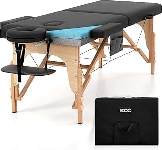 KCC Memory Foam Massage Table Premium Portable Foldable Massage Bed Height Adjustable, 84 Inches Long 28 Inchs Wide Home Salon Spa Bed Tattoo Table with Accessories &Carrying Case, Easy Set Up