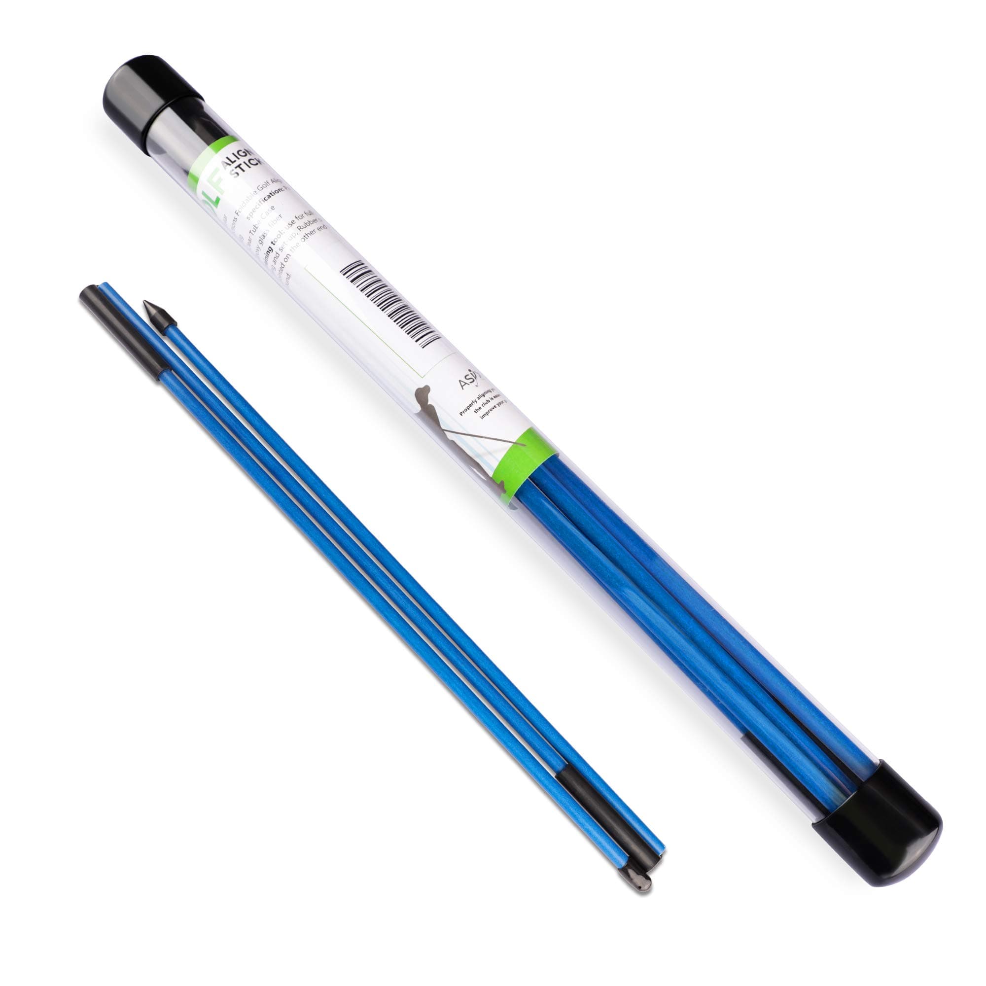 Asyxstar Golf Alignment Sticks - Golf Sticks Alignment Aid 48" Golf Alignment Rods 2 Pack for Aiming, Putting, Full Swing Trainer, Posture Corrector Golf Training aid with Clear Tube Case