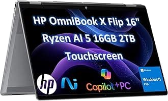 2025 HP OmniBook X Flip (Next Gen Envy x360) 2 in 1 Touchscreen Laptop (16" FHD+, AMD Ryzen AI 5 340 (> Intel i7-1355U), 16GB DDR5, 2TB SSD) AI Copilot+ PC for Creator, Designer, Win 11 Pro