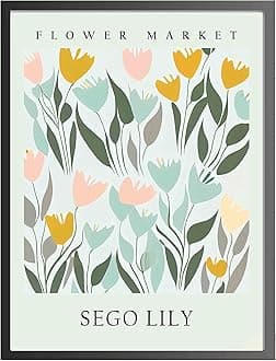 Sego Lily Art Print, Flower Market Poster Wall art Decor, Botanical Floral Artwork for Bedroom, Bathroom, Living room Decoration (Sego Lily, 24x36 inches (Unframed))