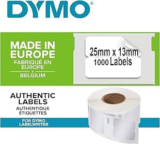 Dymo 13 Mm X 25 Mm Lw Small Multi-Purpose Labels, Roll Of 1000 Easy-Peel Labels, Self-Adhesive, For Labelwriter Label Makers, Authentic
