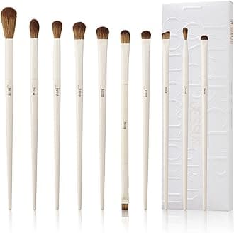 Precision Makeup Brushes 10Pcs Eye Makeup Brush Set Premium Synthetic Eyeshadow Concealer Eyeliner Eyebrow Blending Highlight Brush, Light Grey T330