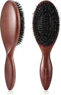 BRUSHZOO Boar Bristle Hair Brush, Hair Brushes for Women Men Kid Detangle, Hairbrush for Fine Short Thin Hair Type Keep Hair Heathy Restore Shine