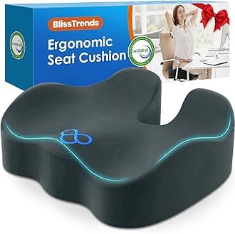 BlissTrends Seat Cushion,Thick Memory Foam Cushions for Office Chair, Car Seat, Airplane, Relieving Pressure Tailbone Sciatica Back Pain for Office Workers, Car Drivers 4.7in Thick DarkGreen