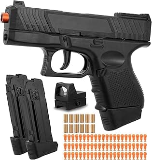 Soft Bullet Gun with Ejecting Shells, Realistic Toy Pistol for Boys, Tactical Toy Pistol with Scope, Birthday Gifts for Boys Girls Age 8+ (Black)