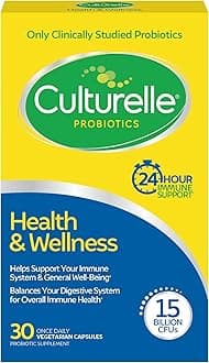 Culturelle Health & Wellness Daily Probiotic Supplement For Men & Women, Helps Support Your Immune System, Occasional Diarrhea, Gas & Bloating, 15 Billion CFUs, Non-GMO, 30 Count