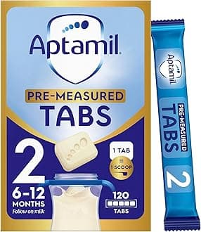 Aptamil 2 Follow On Baby Milk Formula Pre-Measured Tabs, 6-12 Months, 120 Tabs - 1 tab = 1 scoop (24g)