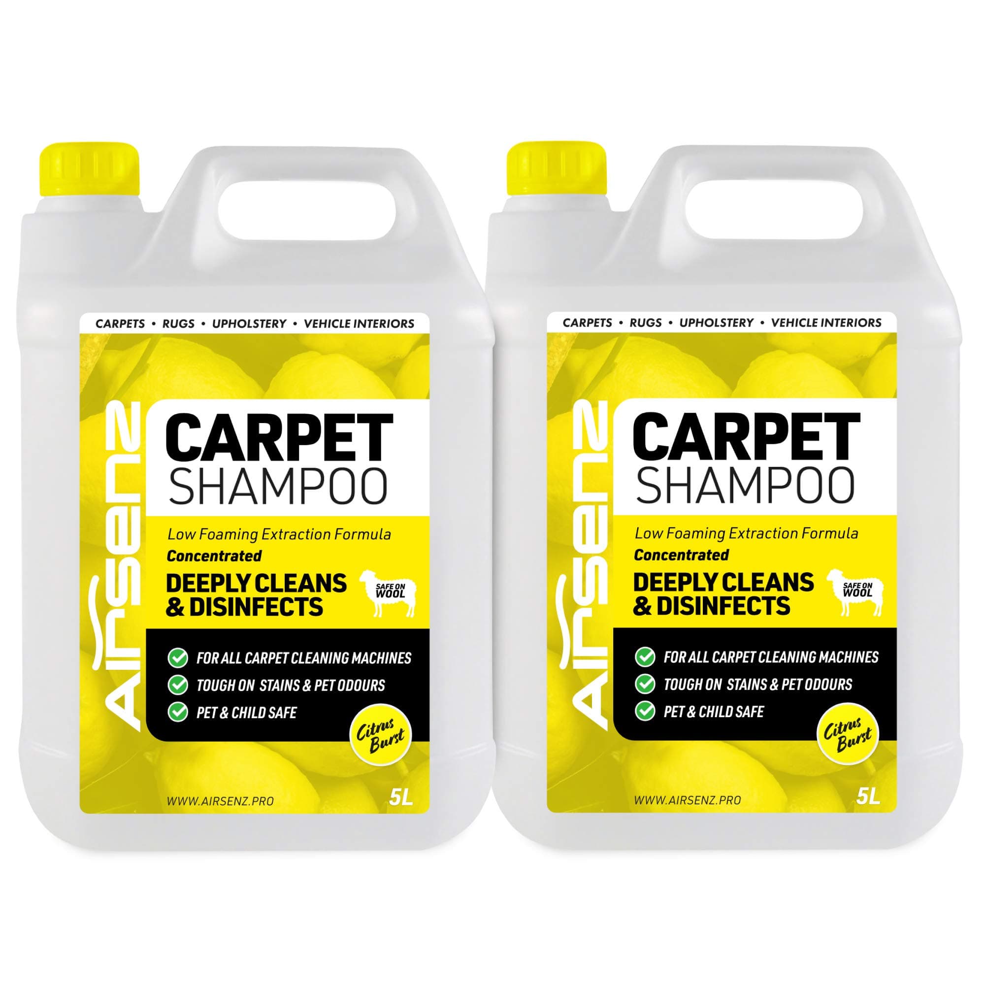 Professional Carpet Shampoo - Low Foaming Extraction Formula Suitable For All Carpet Cleaning Machines (Citrus Burst, 10L)
