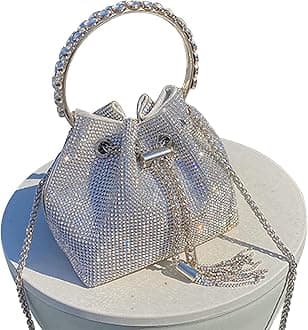 Upgrade Rhinestone Evening Bag Bling Purse Sparkly Diamond Silver Clutch Purses for Women Party Club Wedding Prom