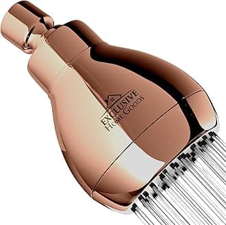 High Pressure Shower Head - Powerful Deluxe Bathroom Showerhead with Strong Spray Stream and Small Silicone Nozzles - Universal Fit Works with High and Low Water Flow Showers 1.8 GPM - Rose Gold