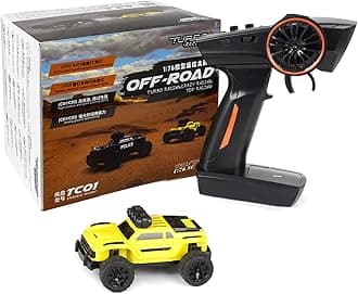 Turbo Racing 1:76 Scale RC Sport Car, Table Racing 2.4GHZ Remote Control Mini Model Crawler Car with Full Proportional RTR for Adults Toys (Monster Truck Yellow C81)