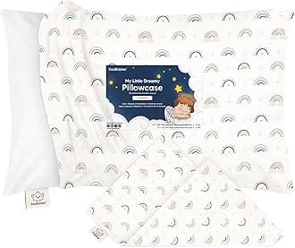KeaBabies Toddler Pillowcase 13"x18" - Organic Cotton Toddler Pillowcase for Kids, Boys,Girls,Soft & Durable Cotton Cover for Miniature Sleepy Pillows,Cute Colors,Pillow Sold Separately(Jolly Rainbow)