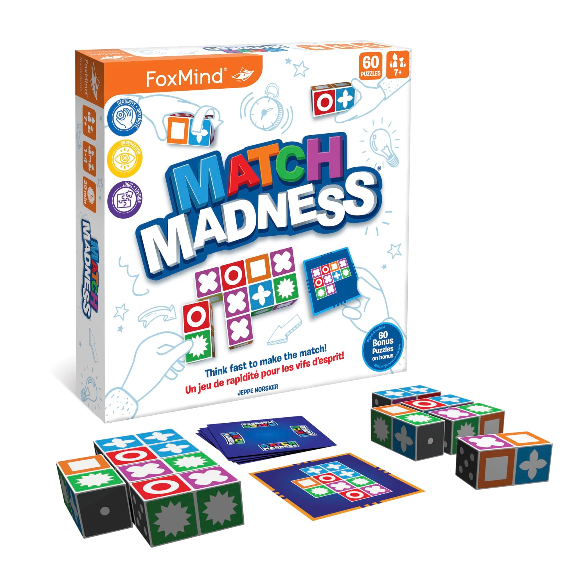 Foxmind Match Madness Board Game, Dual Mode Visual Recognition Matching Board Game, Fast Paced Puzzle Game to Develop Problem Solving Skills, Fun Board Games for Adults and Family
